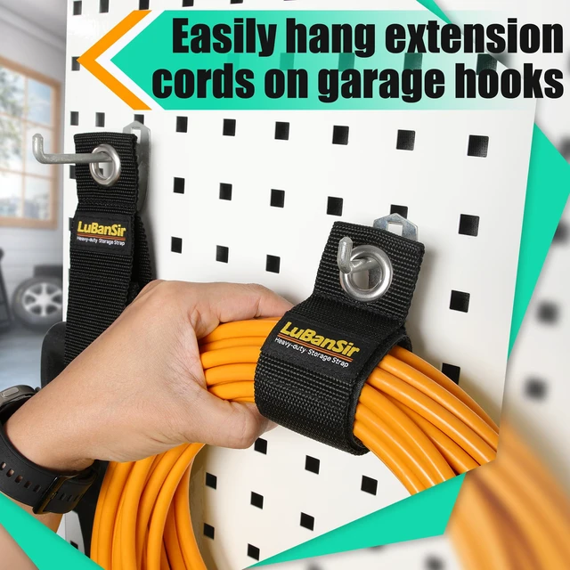 Alt view image 5 of 7 - 9 Pack 13Extension Cord Holder Organizer for Organization | Heavy Duty Storage Straps for Garden Hose Storage and Garage Wall Organization