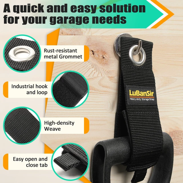 Alt view image 3 of 7 - 9 Pack 13Extension Cord Holder Organizer for Organization | Heavy Duty Storage Straps for Garden Hose Storage and Garage Wall Organization