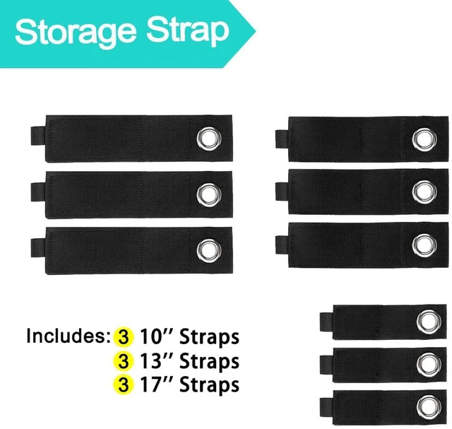 Alt view image 3 of 6 - Heavy-Duty Storage Straps - 9 Pack Hook and Loop Hanging Extension Tool Cord Straps Organizer for Cable Management, Rope, Hoses, RV and Garage Organization - includ 10-inch/13-inch /17-inch