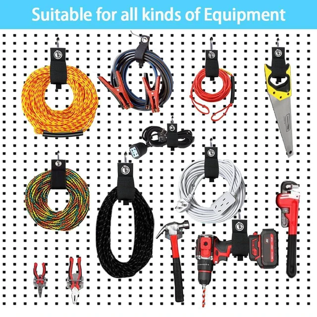 Alt view image 6 of 6 - Heavy-Duty Storage Straps - 9 Pack Hook and Loop Hanging Extension Tool Cord Straps Organizer for Cable Management, Rope, Hoses, RV and Garage Organization - includ 10-inch/13-inch /17-inch