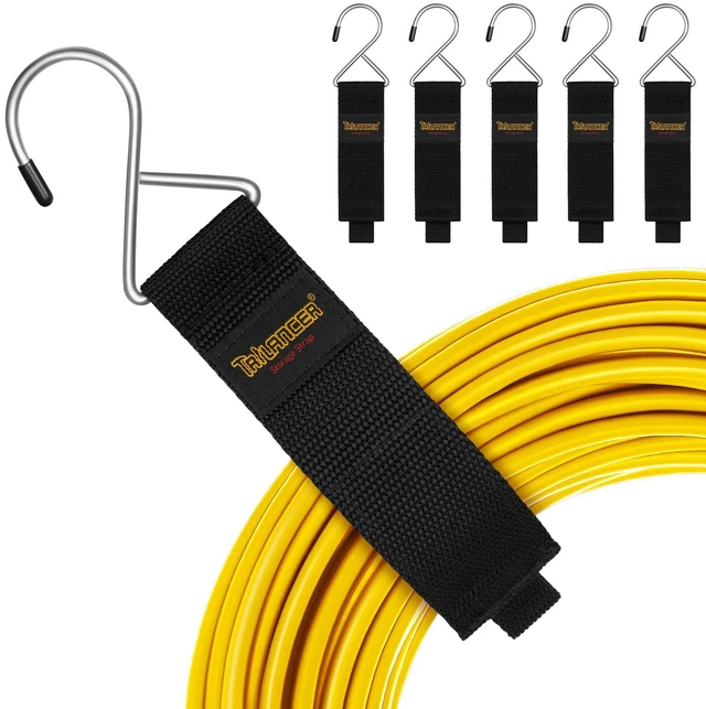 Main image of Extension Cord Organizer and Hanger, Storage Straps (6-Pack) | Hook-and-Loop Straps with Metal Hook to Hang on Walls for Cables, Wires, Rope, Hoses,Organization for Home,Garage or Workshop