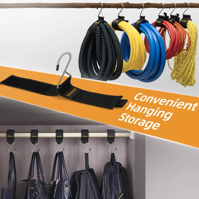 Alt view image 5 of 6 - Extension Cord Organizer and Hanger, Storage Straps (6-Pack) | Hook-and-Loop Straps with Metal Hook to Hang on Walls for Cables, Wires, Rope, Hoses,Organization for Home,Garage or Workshop