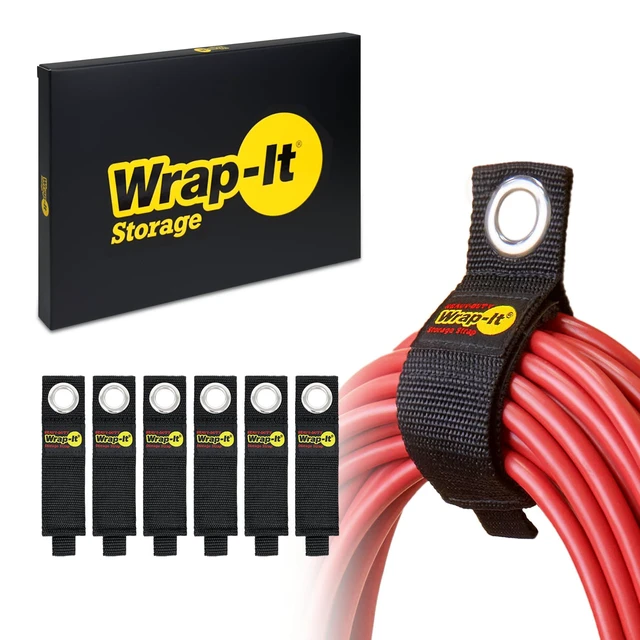 Main image of Heavy-Duty Straps, 10-inch (6 Pack) | Hook and Loop Extension Cord Organizer Hanger, Cord Keeper, Cable Straps for Cords, Hoses, and Garage Storage