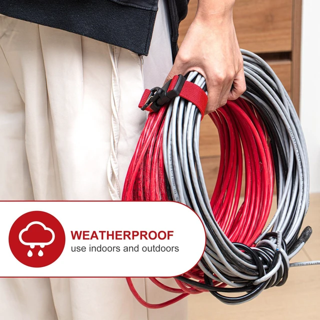 Alt view image 7 of 7 - 6 Pack Adjustable Extension Cord Holder Straps,Red | 17 In Extension Cord Organizer for Garage Organization, Heavy Duty Triangle Clips, Storage Hanger for Men Workshop Management