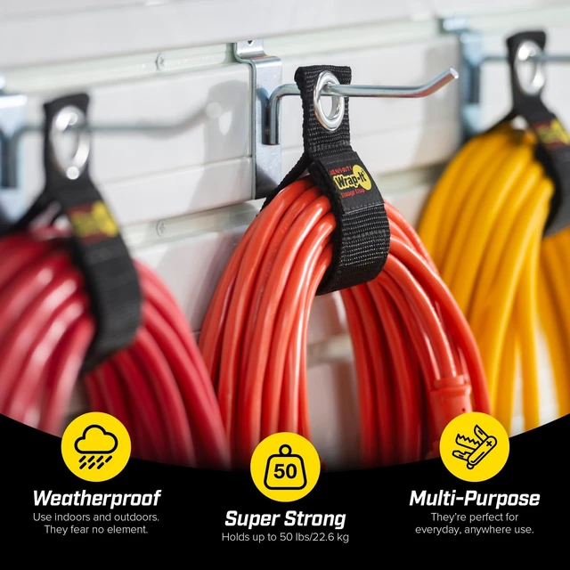 Alt view image 2 of 7 - Heavy-Duty Straps, 10-inch (6 Pack) | Hook and Loop Extension Cord Organizer Hanger, Cord Keeper, Cable Straps for Cords, Hoses, and Garage Storage