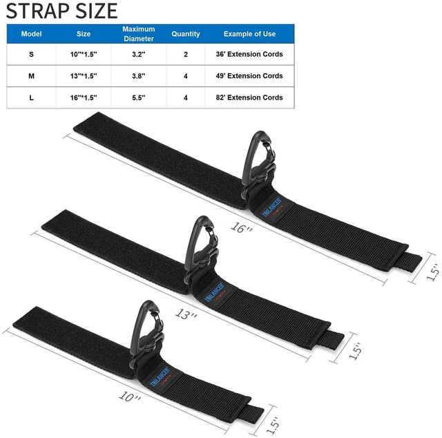 Alt view image 2 of 7 - Heavy Duty Storage Straps, Cord Organizer and Hanger (10-Pack) | Hook-and-Loop Straps with Triangular Buckle to Hang on Walls for Cable,Wire,Rope,Hose,Organization in Home,Garage or Workshop