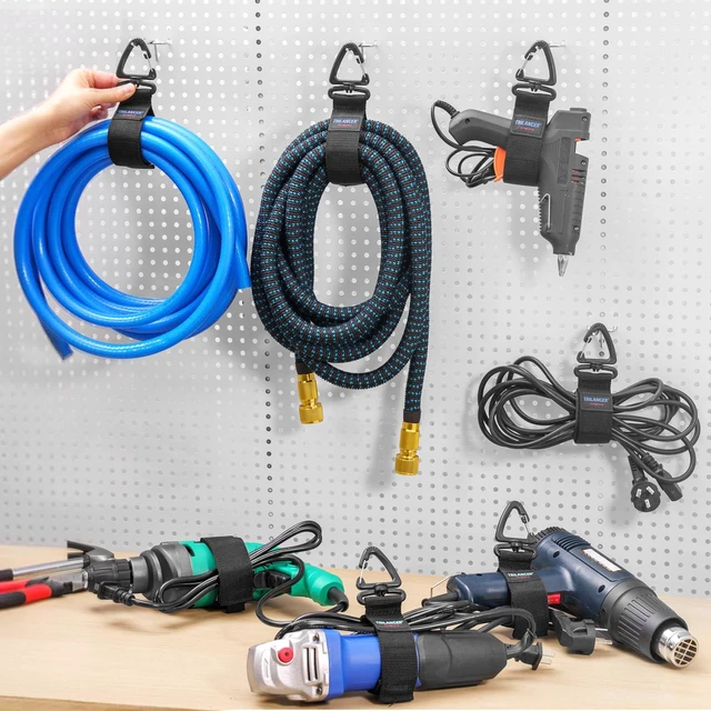 Alt view image 4 of 7 - Heavy Duty Storage Straps, Cord Organizer and Hanger (10-Pack) | Hook-and-Loop Straps with Triangular Buckle to Hang on Walls for Cable,Wire,Rope,Hose,Organization in Home,Garage or Workshop