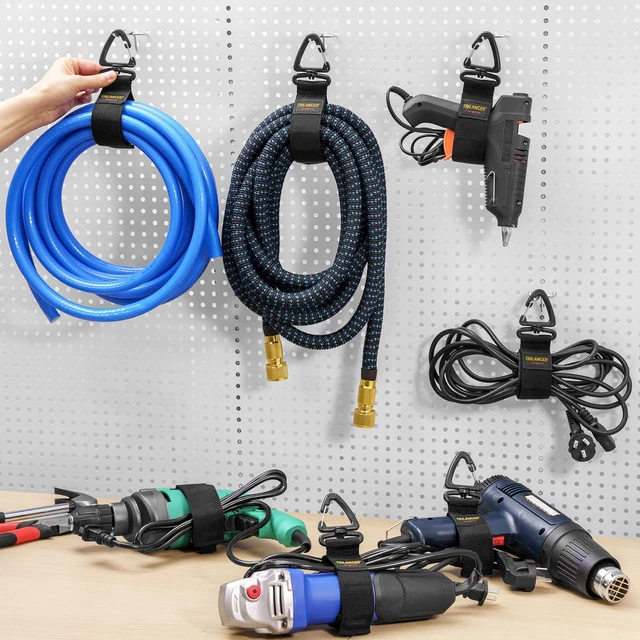 Alt view image 4 of 7 - Extension Cord Organizer and Hanger, Storage Straps (6-Pack) | Hook-and-Loop Straps with Triangular Buckle to Hang on Walls for Cable,Wire,Rope,Hose,Organization in Home,Garage or Workshop