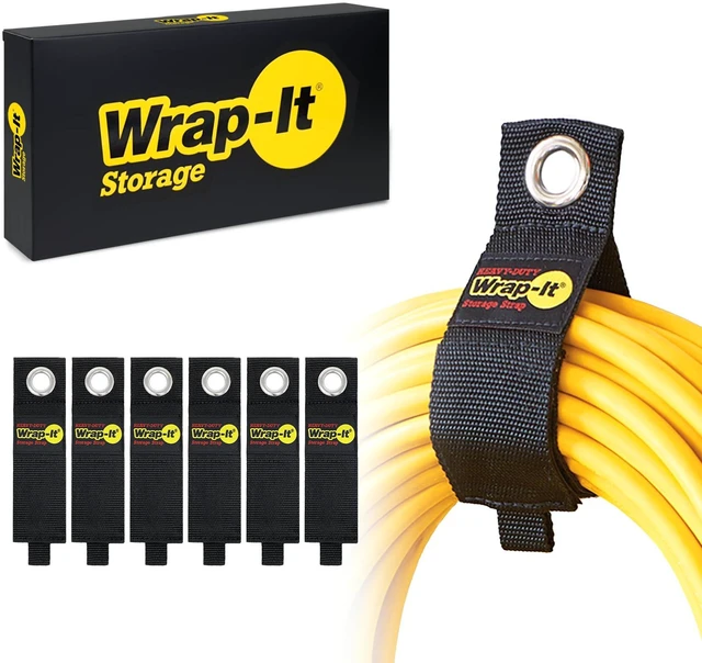 Main image of Heavy-Duty Straps, 13-inch (6 Pack) - Hook and Loop Extension Cord Organizer Hanger, Cord Wrap, Cable Straps for Cables, Hoses, Rope for Home, RV and Garage Storage and Organization
