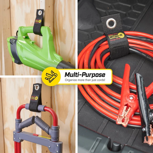 Alt view image 4 of 7 - Heavy-Duty Straps, 13-inch (6 Pack) - Hook and Loop Extension Cord Organizer Hanger, Cord Wrap, Cable Straps for Cables, Hoses, Rope for Home, RV and Garage Storage and Organization