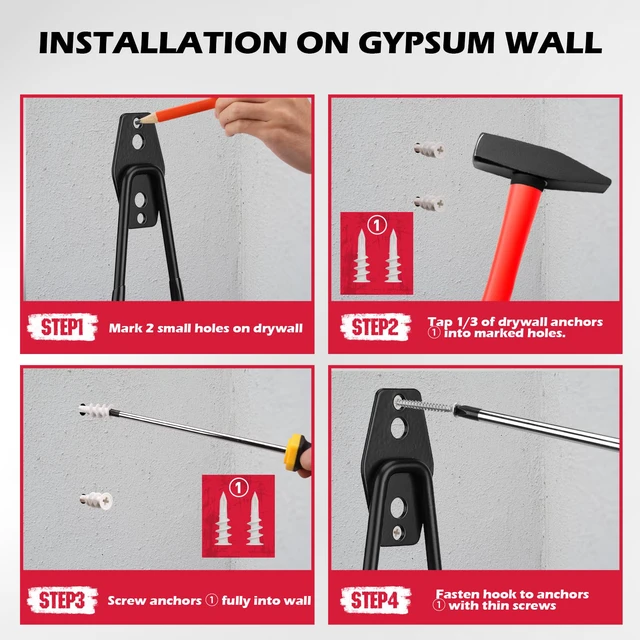 Alt view image 7 of 7 - 20 Pack Heavy Duty Garage Storage Hooks with Extension Cord Organizer, Solid Steel Wall Mount Hook Set with Anti-Slip Coating Utility J Hooks for Ladders,Bikes,Ropes,Broom,Garden,Yard and Power Tools