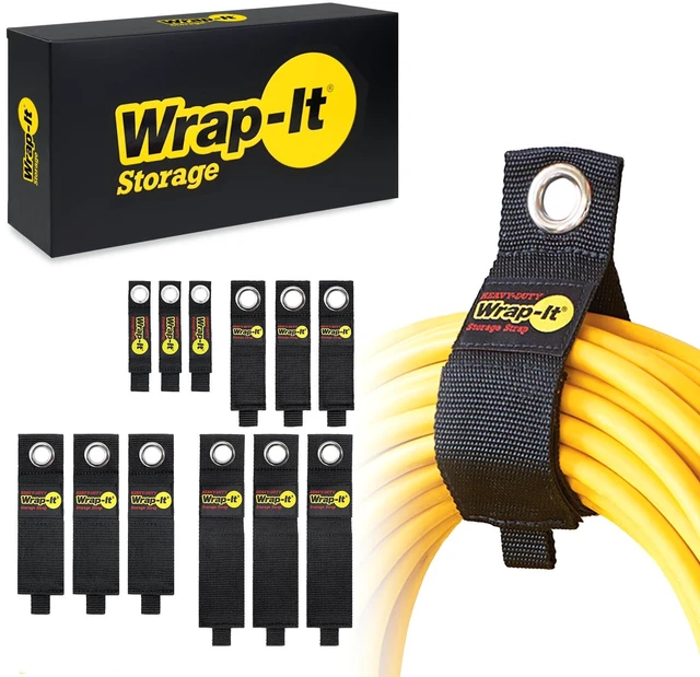 Main image of Straps (Assorted 12 Pack) | Hanging Extension Cord Organizer for Cable Management and Storage on Garage Wall, RV Gadgets and Appliances