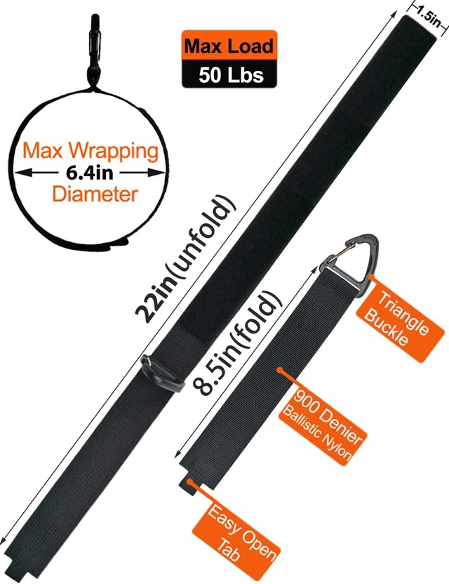 Alt view image 3 of 7 - Hose Straps, Hose Ties with Carabiner, Extension Cord Organizer | 4 Pack,22-Inch Extension Cord Strap, Garden Hose Wrap, Air Hose Holder, For Shed, Garage, House, Yard, Storage, Workshop