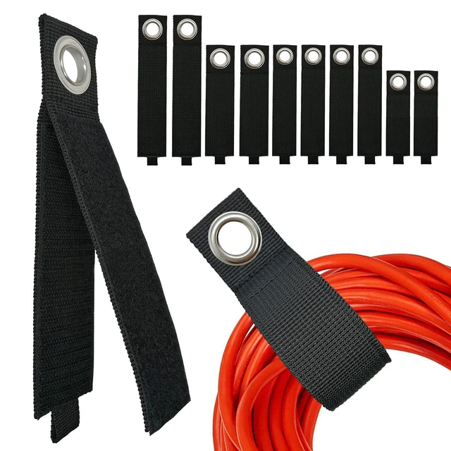 Alt view image 2 of 7 - Extension Cord Organizer, Heavy Duty Storage Straps 10 Pack | Assorted Sizes, Hanging Straps with Metal Grommet, Indoor and Outdoor, Cord Wrap, Extension Cord Keeper,Hose Ties,Rope Strap,