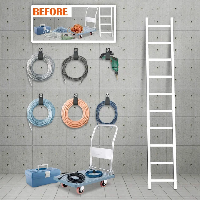 Alt view image 3 of 7 - Extension Cord Organizer, Heavy Duty Storage Straps 10 Pack | Assorted Sizes, Hanging Straps with Metal Grommet, Indoor and Outdoor, Cord Wrap, Extension Cord Keeper,Hose Ties,Rope Strap,