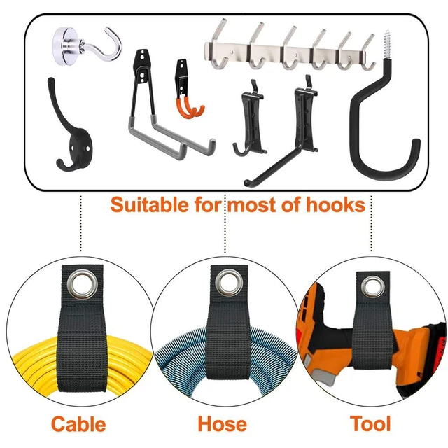 Alt view image 4 of 7 - Extension Cord Organizer, Heavy Duty Storage Straps 10 Pack | Assorted Sizes, Hanging Straps with Metal Grommet, Indoor and Outdoor, Cord Wrap, Extension Cord Keeper,Hose Ties,Rope Strap,