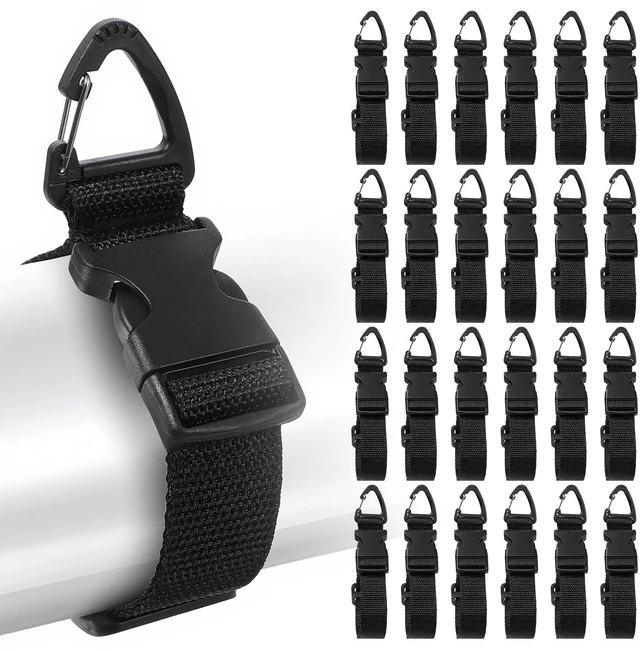 Main image of 24 Pack Heavy Duty Adjustable Extension Cord Holder Organizer with Triangle Clips 17-Inch Cord Storage Straps for Garage, Workshop, Home Organization and Storage, Black