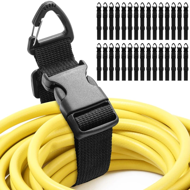 Main image of 30 Pack Adjustable Extension Cord Holder Straps,Black | 17 In Extension Cord Organizer for Garage Organization, Heavy Duty Triangle Clips, Storage Hanger for Men Workshop Management