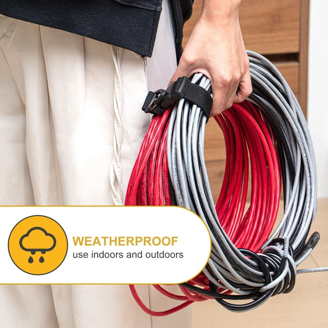 Alt view image 4 of 7 - 30 Pack Adjustable Extension Cord Holder Straps,Black | 17 In Extension Cord Organizer for Garage Organization, Heavy Duty Triangle Clips, Storage Hanger for Men Workshop Management