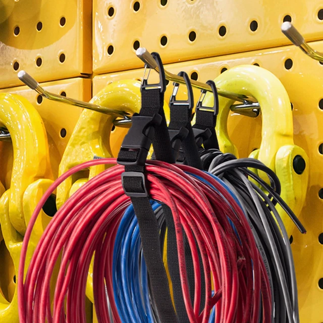 Alt view image 5 of 7 - 30 Pack Adjustable Extension Cord Holder Straps,Black | 17 In Extension Cord Organizer for Garage Organization, Heavy Duty Triangle Clips, Storage Hanger for Men Workshop Management