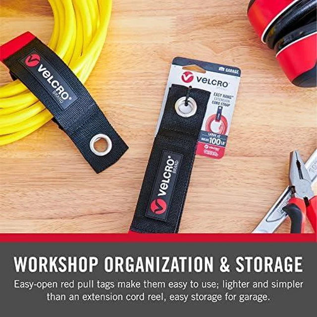 Alt view image 5 of 7 - Brand Easy Hang Extension Cord Organizer Holder, 18", Holds 100lbs | Large Heavy Duty Straps for Garage Organization and Storage Grommet Hangs Easily on Wall Hooks or Nails 2pk