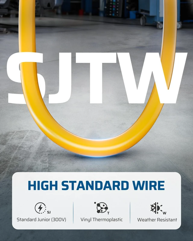 Alt view image 3 of 7 - Retractable Extension Cord Reel, Metal Reel with 30FT Power Cord | Ceiling or Wall Mount, 16/3 Gauge SJTW, 3 Electrical Outlets Pigtail for Garage and Shop, 10 Amp Circuit Breaker, UL Listed