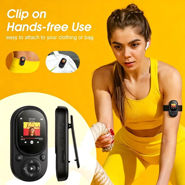 Alt view image 2 of 7 - Clip-on MP3 Player with Bluetooth 5.3,32GB Portable Music Player for Running & Sports,HiFi Lossless Sound,Physical Buttons for Easy Use,FM Radio, Support up to 256GB,Ideal for Kids & Seniors