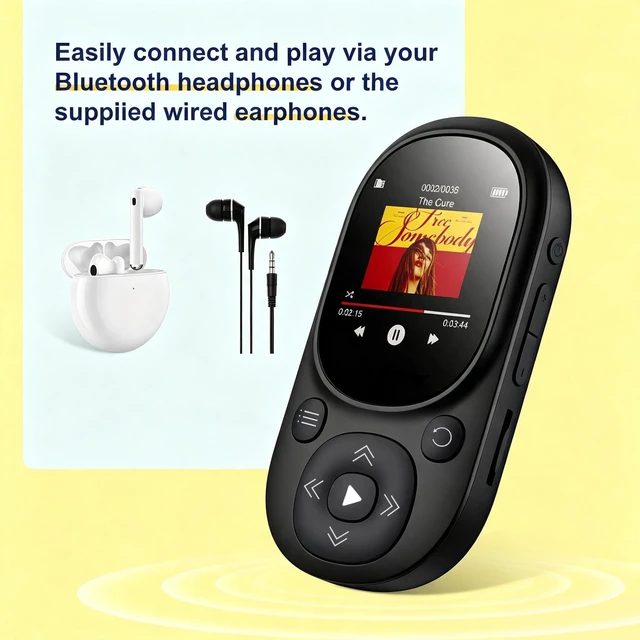 Alt view image 3 of 7 - Clip-on MP3 Player with Bluetooth 5.3,32GB Portable Music Player for Running & Sports,HiFi Lossless Sound,Physical Buttons for Easy Use,FM Radio, Support up to 256GB,Ideal for Kids & Seniors