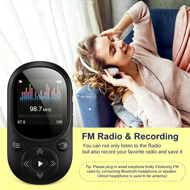 Alt view image 7 of 7 - Clip-on MP3 Player with Bluetooth 5.3,32GB Portable Music Player for Running & Sports,HiFi Lossless Sound,Physical Buttons for Easy Use,FM Radio, Support up to 256GB,Ideal for Kids & Seniors