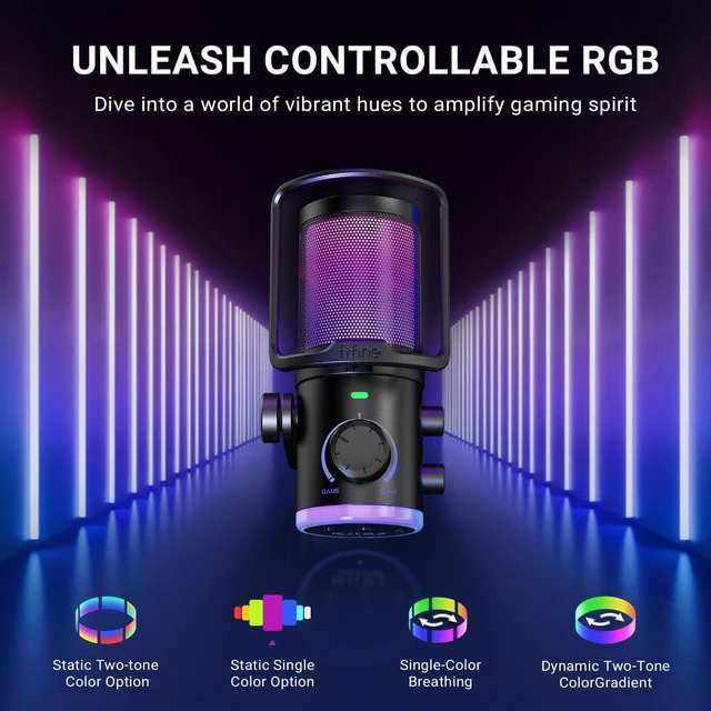 Alt view image 5 of 7 - AM6T Gaming USB Condenser Mic for PC | ChatMix Dial (Balance Game & Chat Audio), Noise Cancellation, RGB, Quick Mute, Gain Knob, Boom Arm for Streaming on Twitch