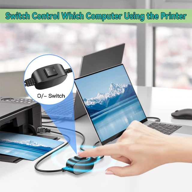 Alt view image 4 of 7 - 5FT Printer Cable Splitter for 2 USB Computers/Laptops Using 1 Printer | 1 In 2 Out USB-A to USB-B Extender Cord Compatible with inkless Printer/Scanner/Fax Machine, Plug & Play USB B Splitter
