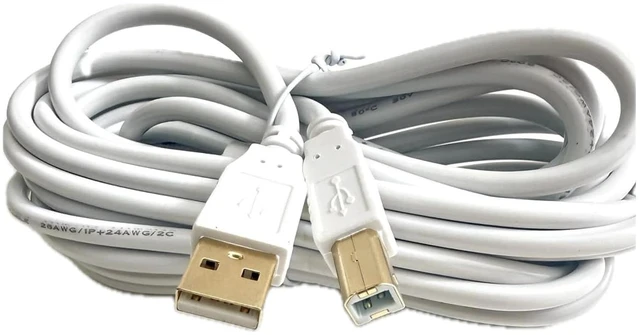 Alt view image 4 of 7 - USB 2.0 High Speed Type A to B Midi Cable 15 ft White Color for Printers | Gold-Plated Connectors, High Speed, Audio Interface Compatible, USB Microphone Support, MIDI Device Ready