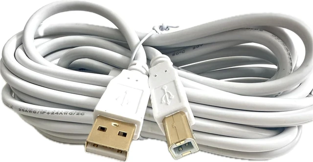 Alt view image 5 of 7 - USB 2.0 High Speed Type A to B Midi Cable 15 ft White Color for Printers | Gold-Plated Connectors, High Speed, Audio Interface Compatible, USB Microphone Support, MIDI Device Ready