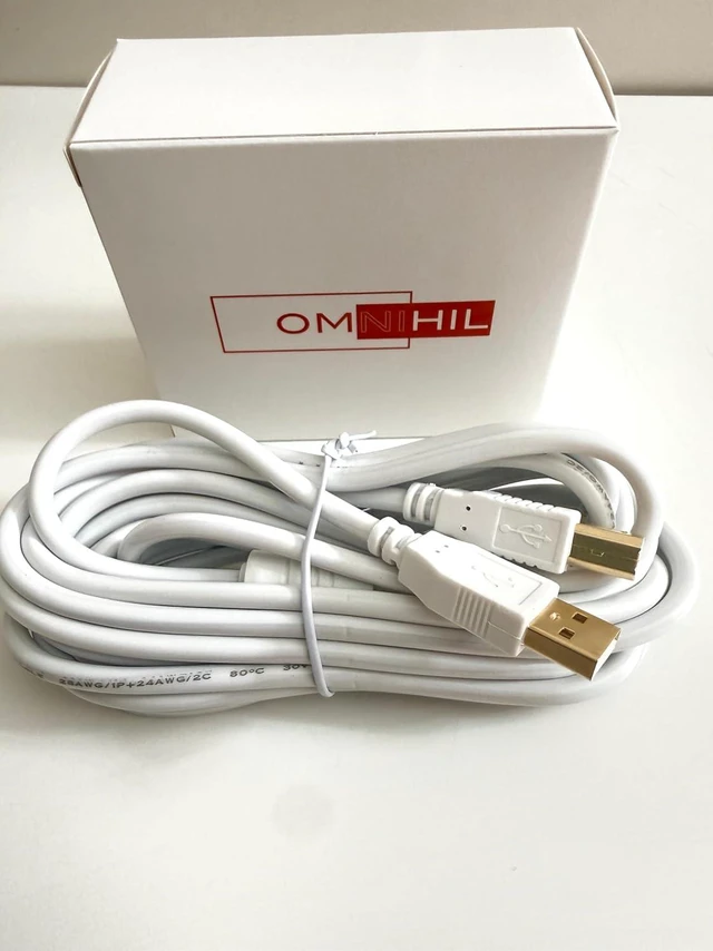 Alt view image 6 of 7 - USB 2.0 High Speed Type A to B Midi Cable 15 ft White Color for Printers | Gold-Plated Connectors, High Speed, Audio Interface Compatible, USB Microphone Support, MIDI Device Ready