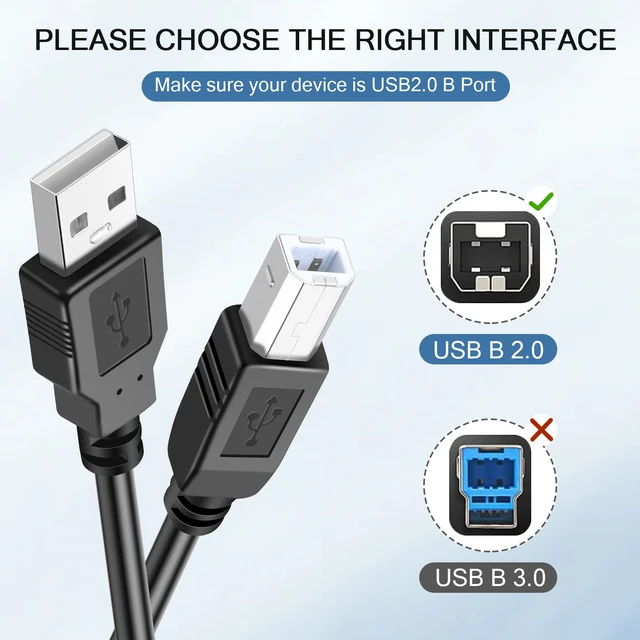 Alt view image 2 of 7 - 20 Pack USB Printer Cable,6FT USB A to B Cable, 2.0 USB B Cable High-Speed Printer Cord Compatible with Hp, Canon, Brother, Samsung, Dell, Epson, Lexmark, Xerox, Piano, Dac, and More(Black)