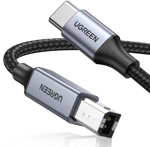 Main image of USB-B to USB-C Cable 16FT, Nylon Braided for Printer & MIDI | USB-B to USB-C, Printer Cable, USB 2.0 480Mbps, Nylon Braided, Plug & Play, Printer, MIDI Keyboard, DAC Compatible
