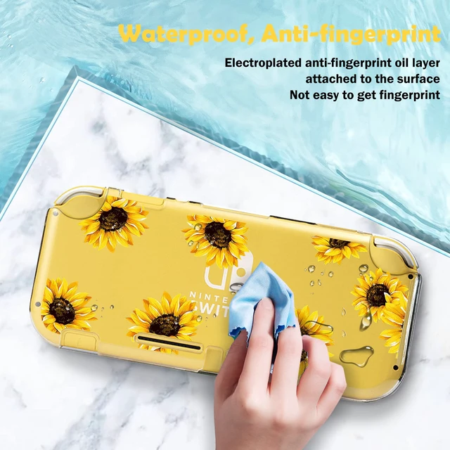 Alt view image 3 of 7 - Sunflower Butterfly Flower Floral Switch Lite Protective Case Clear 2-Piece Split Full Wrap PC Hard Shell Anti-Scratch All-Round Protection Cover for Switch 2019 Model