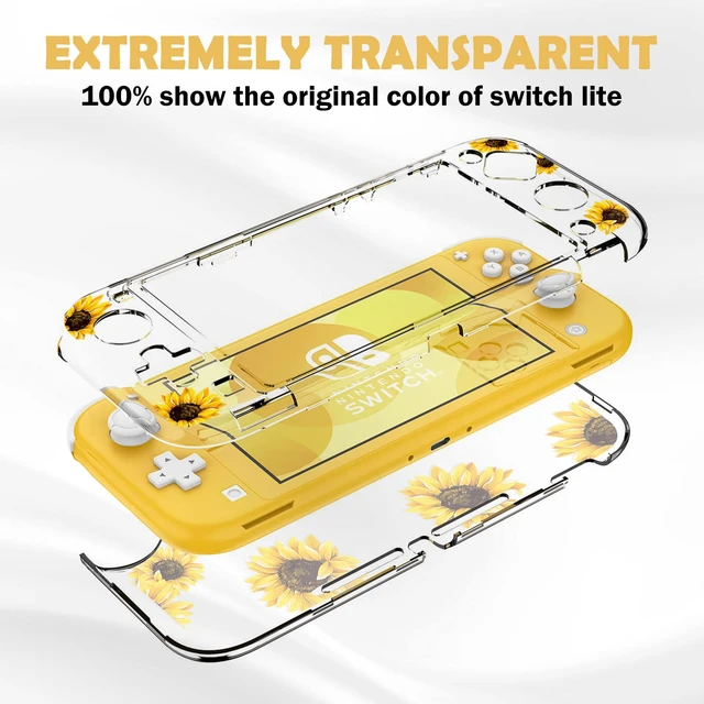 Alt view image 4 of 7 - Sunflower Butterfly Flower Floral Switch Lite Protective Case Clear 2-Piece Split Full Wrap PC Hard Shell Anti-Scratch All-Round Protection Cover for Switch 2019 Model