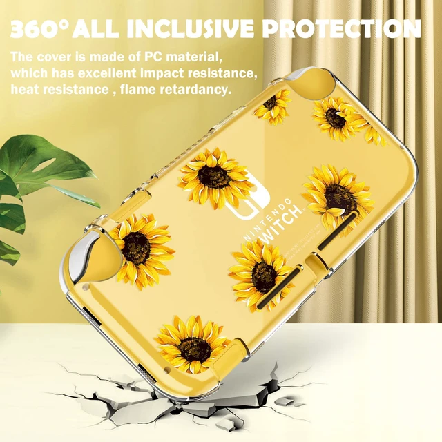 Alt view image 2 of 7 - Sunflower Butterfly Flower Floral Switch Lite Protective Case Clear 2-Piece Split Full Wrap PC Hard Shell Anti-Scratch All-Round Protection Cover for Switch 2019 Model