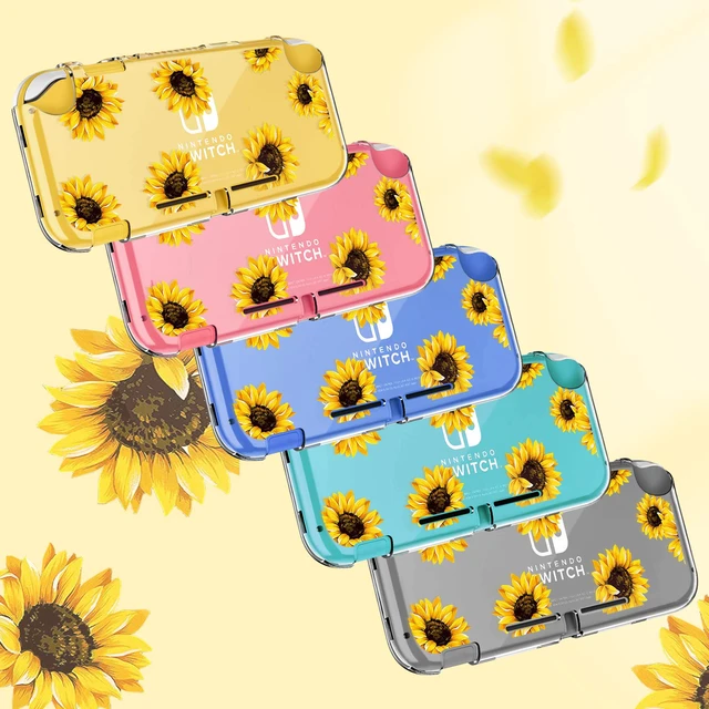 Alt view image 7 of 7 - Sunflower Butterfly Flower Floral Switch Lite Protective Case Clear 2-Piece Split Full Wrap PC Hard Shell Anti-Scratch All-Round Protection Cover for Switch 2019 Model