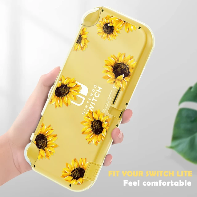 Alt view image 5 of 7 - Sunflower Butterfly Flower Floral Switch Lite Protective Case Clear 2-Piece Split Full Wrap PC Hard Shell Anti-Scratch All-Round Protection Cover for Switch 2019 Model