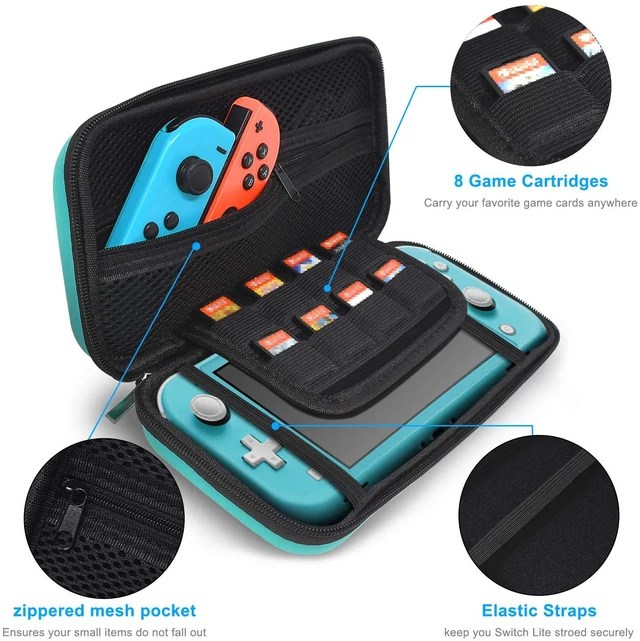Alt view image 3 of 7 - Carrying Case Plus TPU Cover for Nintendo Switch Lite 2019 - Blue | 4-in-1 Kit Includes Screen Protector,Portable Travel Bag with 8 Game Card Slots,Thumb Grips for Switch Lite