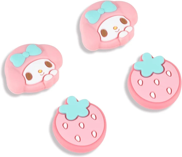 Main image of 4PCS Thumb Grips Caps Compatible with Switch/OLED/Lite, Kawaii Charactor Thumbs Grip, Soft Silicone Switch Joystick Cover for JonCon, MLD Bunny Style, Pink