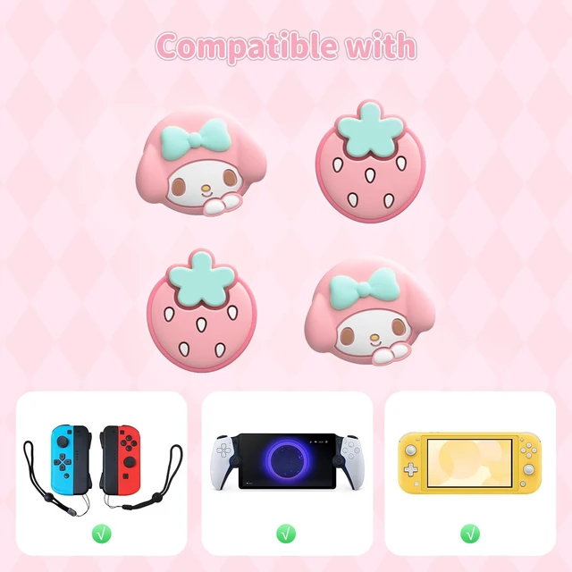 Alt view image 2 of 7 - 4PCS Thumb Grips Caps Compatible with Switch/OLED/Lite, Kawaii Charactor Thumbs Grip, Soft Silicone Switch Joystick Cover for JonCon, MLD Bunny Style, Pink