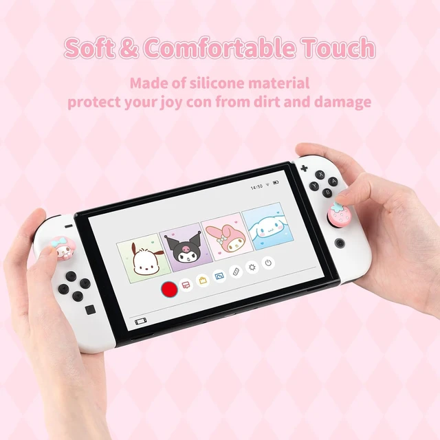 Alt view image 4 of 7 - 4PCS Thumb Grips Caps Compatible with Switch/OLED/Lite, Kawaii Charactor Thumbs Grip, Soft Silicone Switch Joystick Cover for JonCon, MLD Bunny Style, Pink