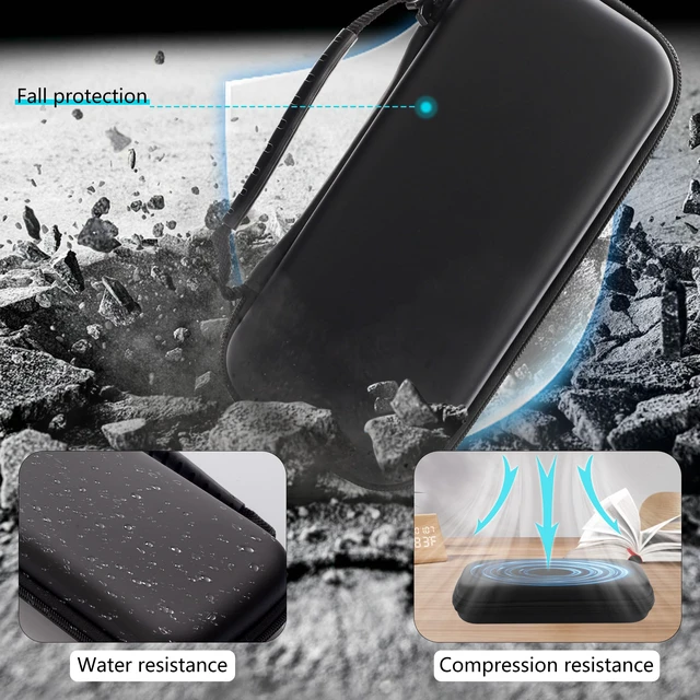 Alt view image 3 of 7 - Black Carrying Case for Nintendo Switch Lite, Portable Travel Case with 8 Game Card Slots, 4 in 1 Accessories Kit with Clear Glitter TPU Protective Shell, Screen Protector and 2 Thumb Grip Caps