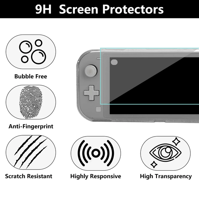 Alt view image 6 of 7 - Black Carrying Case for Nintendo Switch Lite, Portable Travel Case with 8 Game Card Slots, 4 in 1 Accessories Kit with Clear Glitter TPU Protective Shell, Screen Protector and 2 Thumb Grip Caps