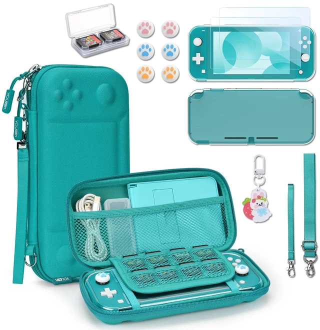 Main image of Switch Lite Case, 14 in 1 Accessories Kit for NS Switch Lite (2019) | Bundle with Carrying Case, Protective Cover, Game Card Case, Screen Protectors, Thumb Grips, Pendant and Straps, Green