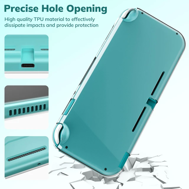 Alt view image 5 of 7 - Switch Lite Case, 14 in 1 Accessories Kit for NS Switch Lite (2019) | Bundle with Carrying Case, Protective Cover, Game Card Case, Screen Protectors, Thumb Grips, Pendant and Straps, Green