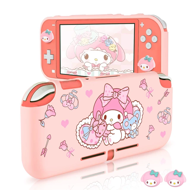 Main image of Little Red Hood Rabbit Switch Lite Protective Case Cute TPU Soft Cover Shock Absorption Anti-Scratch Shell with 2PCS Lovely Bunny Thumb Grips for Switch 2019 Version - Pink